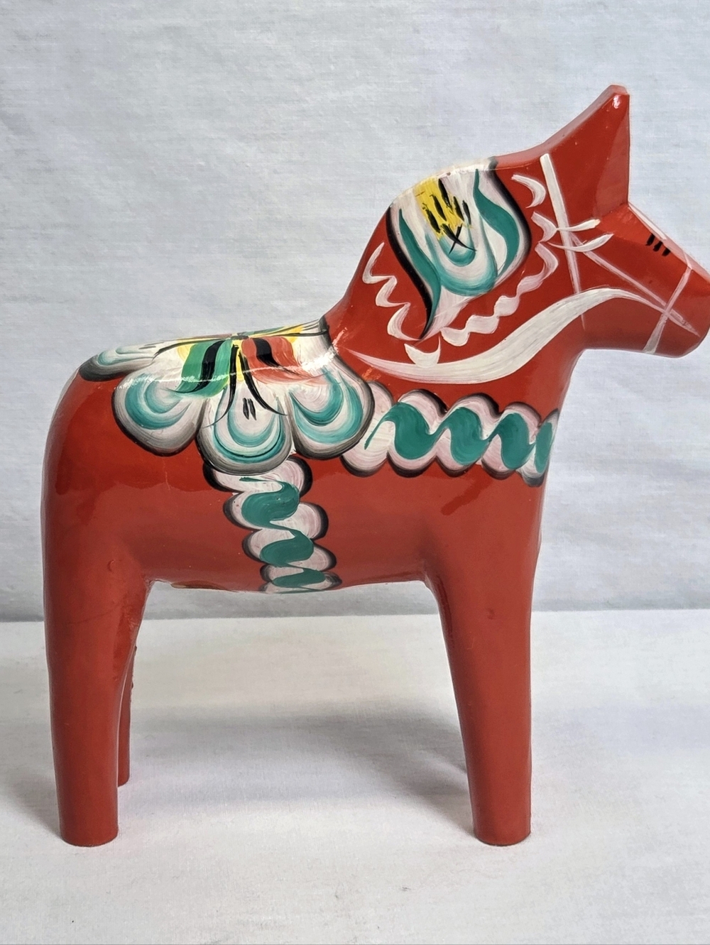 Swedish Dala Horse Red Wooden AKTA Dalahemslojd Tilly Yngve Tjader Hand Painted